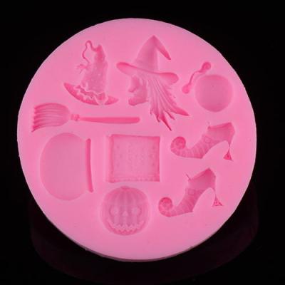 China Halloween Viable Style Mini Witch Shaped Silicone Fondant Resin Mold For Cake Decorating Tools for sale