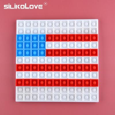 China 2022 Popular Non-Toxic USA National Flag Model Silicone Building Block Bubble Kids Toys For Children Early Education for sale