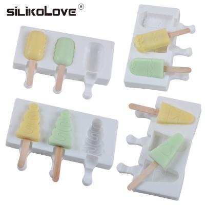 China Viable Silicone Ice Pop Molds 3-Cavity Popsicle Mold Ice Cream Mold DIY Candy Chocolate Funny Soap Jelly Molds Tray for sale