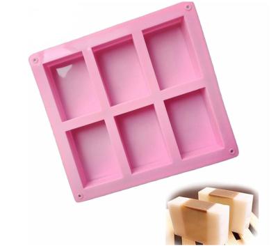 China Sustainable Hot Selling Bar Soap Mold 6 Cavities Silicone Soap Mold For DIY for sale