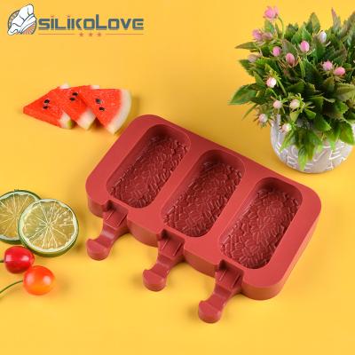 China SILIKOLOVE 3 Cavity Coffee Bean Pattern DIY Silicone Popsicle Mold Viable Homemade Chocolate Ice Pop Mold for sale