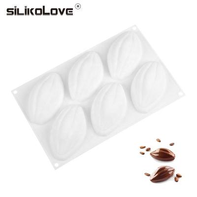 China SILIKOLOVE 3D Cocoa Shape Silicone Viable Mold with 6 Cavities Dessert Pan Bakeware Mold for sale