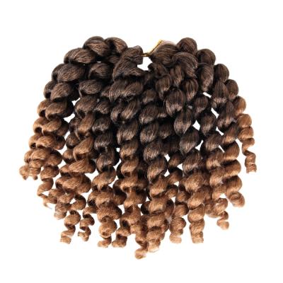 China Jamaican Big Bounce Synthetic Crochet Hair Extension 8 Inch Ombre Wand Curl Nervous Crochet Braids 22 Roots For Black Women for sale