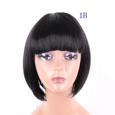 China Bob Wig Wholesale For Black Women Wave Cheap Black Bob Cut Synthetic Wig With Bangs for sale