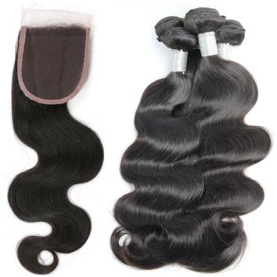 China Pure Original Natural Body Wave 10a Human Hair Remy Hair Weaves Raw Malaysian Hair Extensions Wholesale Virgin Cuticle Aligned Hair Bundles Closure for sale