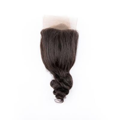 China Loose Wave Hair 100% Malaysian Curly Wave Hair Lace Closure Wholesale for sale