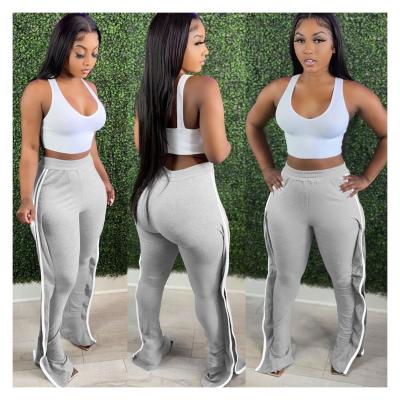 China Striped Anti Wrinkle Bell Bottoms Women Jogger Pants Sports Tracksuit Stacked Weat Plus Size Womens Pants And Trousers for sale