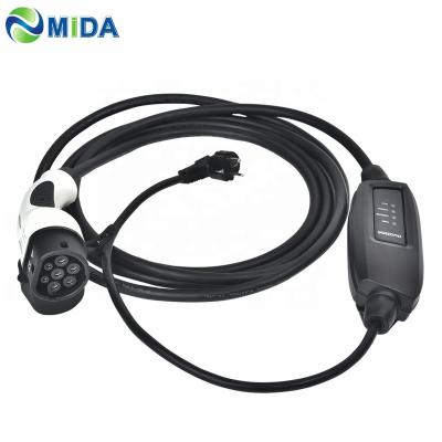 China DUOSIDA 16A 5Meter IEC62196 Type 2 Mennekes EV Connector EU Schuko Plug EV Charging Cable Portable EV Charger à venda