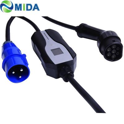 China 3Pin CEE Plug16A 20A 24A 32A IEC69196 Type 2 EV Plug Adjustable EVSE J1772 Type 1 Mode 2 EV Charger Cable for sale