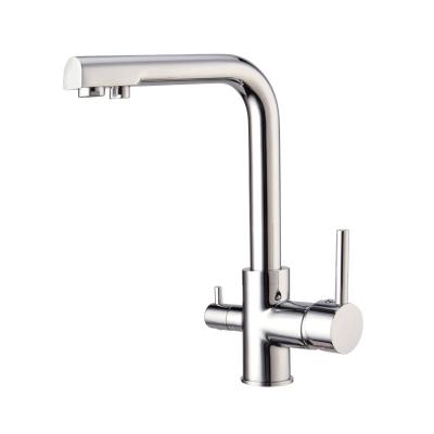 China New Design 3 Way Thermostatic Faucets Double Handle Kitchen Faucet SW-7604B Fold Down Faucet for sale