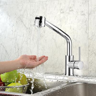 China New Multifunction Kitchen Faucet Chrome 2 Way Retractable Pull Out Kitchen Faucet Mixer for sale