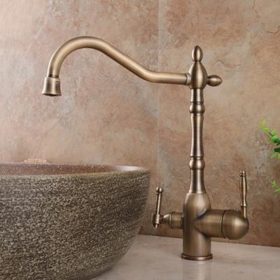 China Traditional Antique Mixer Kitchen Faucet 3 In 1 Kitchen Sink Faucet SW-7614A for sale