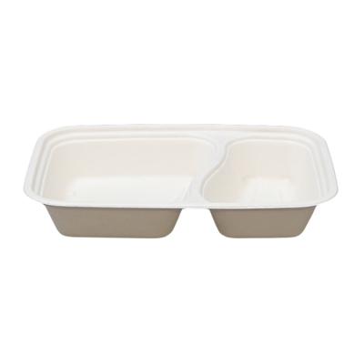 China NTFP11228 Food Sugarcane Bagasse Pulp 2 Compartment Biodegradable Eco-friendly Disposable Lunch Box Container Eco-Friendly Lunch Box for sale