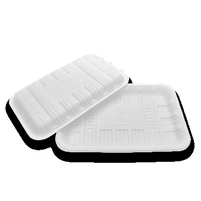 China TP210 Minimalist TP210 Organic Biodegradable Organic Cornstarch Container Cornstarch White Square Disposable Plastic Tray for sale