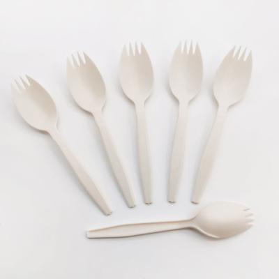 China DLS-06 Modern High Grade Oil Repellent Wholesale Modern Take Away White Disposable Biodegradable Biodegradable Spoonfork for sale