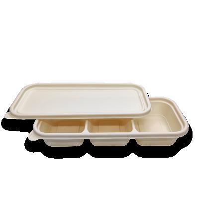 China Minimalist NWEH-27 Safe Cornstarch White Food Container 3 Compartment Disposable Hygienic Material And Convenient for sale