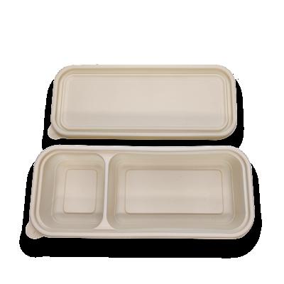 China Minimalist NWEH-28 Safe Cornstarch White Food Container 2 Compartment Disposable Hygienic Material And Convenient for sale