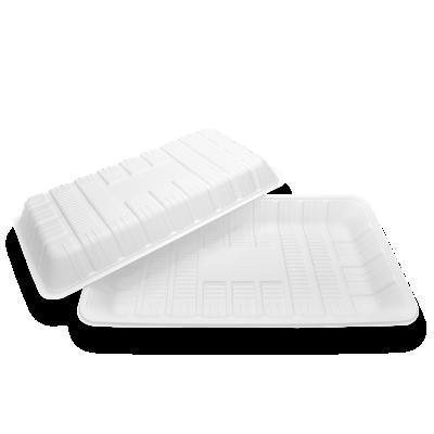 China TP375 Biodegradable Minimalist TP375 White Square Disposable Plastic Container 215*140*15mm Square White for sale