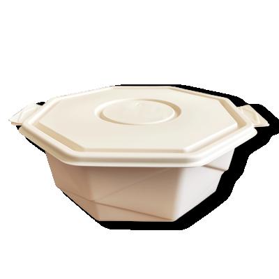 China NEW-W- 2200ML Japanese style modern design cornstarch oil-proof disposable biodegradable takeout salad bowl with lid for sale