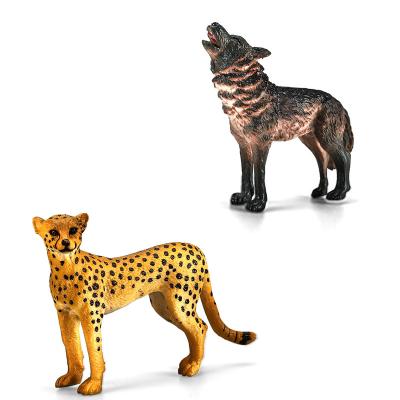 China Present ; Kiya Leopard Wolf Zoo Whimsical Collection Toys Small Animals PVC Mini Plastic Simulator Figures Wild for sale