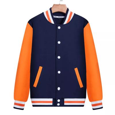 China QUICK DRY Factory Custom Design Kids Long Baseball Jacket Sleeves Sport Vintage Baseball Jacket Unisex Baseball Jackets Orange for sale