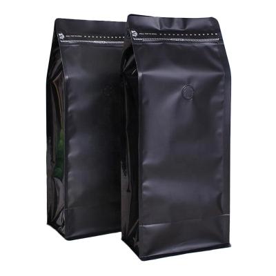 China Custom Flat Bottom Bag Packaging Coffee Bags Aluminum Foil Bag Coffee Bag Valve Zipper for sale