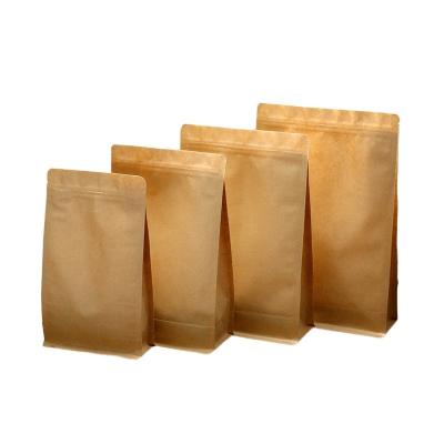 China Moisture Proof Biodegradable Food Brown Paper Package Bags With Zipper And Logo Print for sale