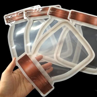 China Clear Transparent Pet Bottle Shape Recyclable Custom Ziplock Packing Holder Up Bag for sale