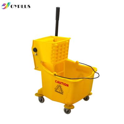 China Durable Press Side Wheels Cleaning Wringer Combo Cart Commercial Broom Compression Broom Bucket for sale