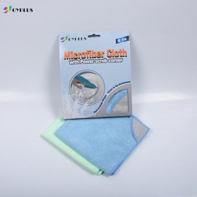 China Sustainable High Water Absorption Cloth Microfiber Dish Cloth With Scrubber 35x35cm for sale