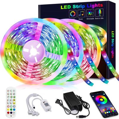 China ROAD YY15 18 Lights/M 12V Atmosphere LED Light RGB 5050 Bluetooth Music Colorful Bare Board Led Strip Light Set for sale