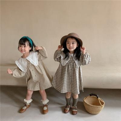 China Breathable Kids Clothes Summer Elegant Lapel Fashion Long Sleeve Sweet Little Girls Dress for sale