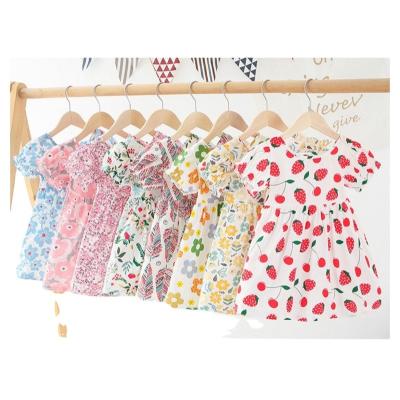 China Breathable Bell Sleeve Pattern Toddler Baby Dress Summer Floral Kids Casual Outfits for sale