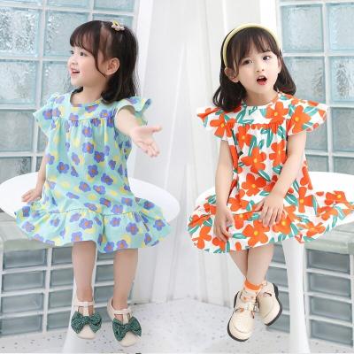 China Popular Breathable Girls Dresses Toddler Jelly Girls Dress Flower Fabric Print Baby Summer Dress for sale