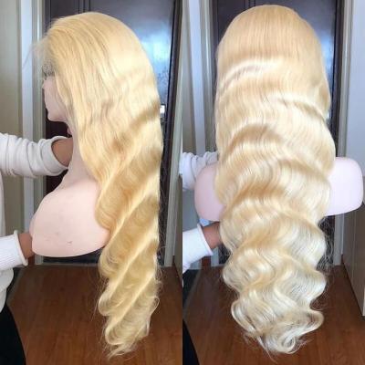 China Brazilian Hair Ash Blonde Ombre Closure Natural Body Wave 30 Inch Hd 613 Swiss Blonde Full Lace Frontal Wig for sale