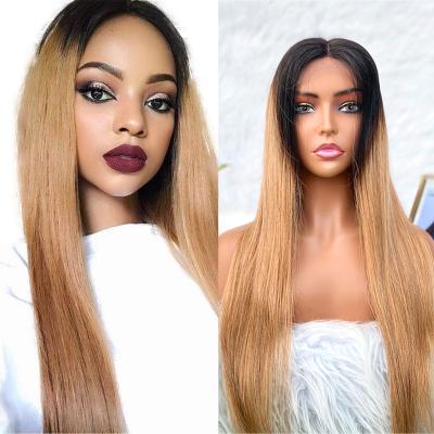 China 13*4 Straight Lace Front Human Hair Wigs Loose Wave Ombre T1b/27 Color Brazilian Remy Hair Wig For Black Women Pre-Plucked for sale