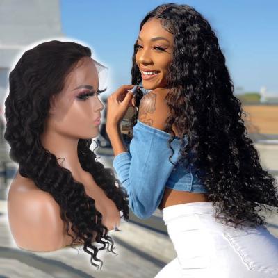 China Deep Wave 12A Grade High Density Glueless Transparent Lace Wig Cuticle Aligneds Hd Lace Front Human Hair Wigs for sale