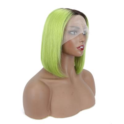 China Virgin Thick Smooth Soft Mink Vendor Swiss Transparent Lace 4X4 Frontal Grade 12A Accented With Color Straight Short Bob Wig For Black Women for sale