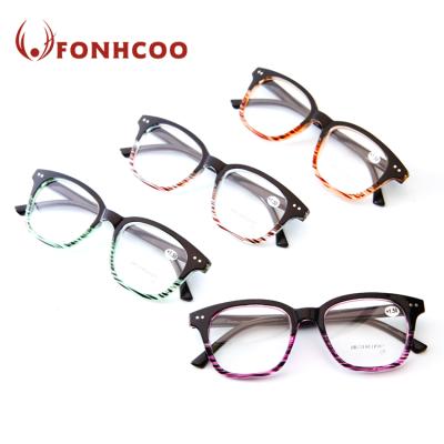 China FONHCOO Thin Cheap Multicolor Frame Big Plastic Reading Glasses for sale