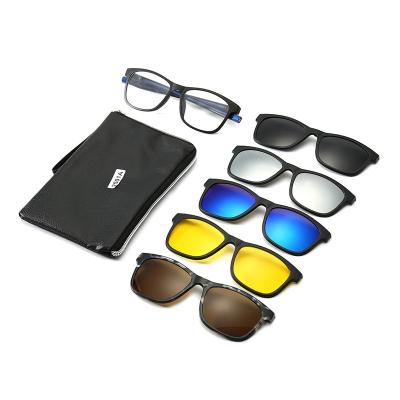 China Sports sunglasses 2501 fashion rectangle framemagnet sports polarized clip on tr90 glass sunglasses set for sale