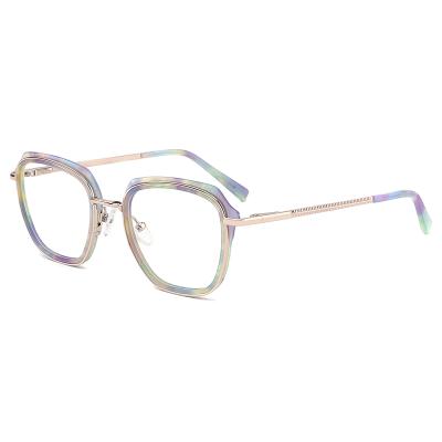 China For YD1032 Wholesale Metal Acetate Metal Reading Glass Fashion Optical Frame Oversized Glasses for sale