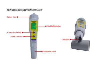 China Medidor de pH de la prenda impermeable de la corrección automática/probador 0 ~ de la pluma del ABS pH gama 14.00p en venta