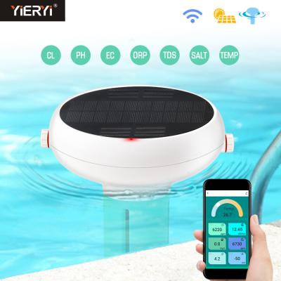 China Tuya Zigbee Solar Charging Swimming Pool Water Quality Monitor Chlorine Meter PH/ORP/EC/TDS/Salinity for sale