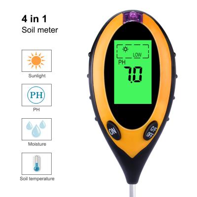 Cina 4 IN 1 tester di umidità del suolo di Digital delle serre con l'igrometro LCD della pianta d'appartamento dell'igrometro del suolo pH dell'esposizione in vendita