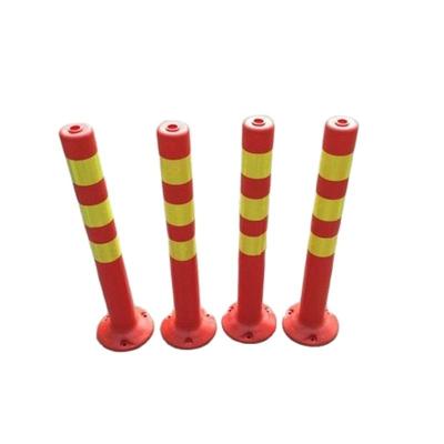 China New Arrival 75cm High Visible Plastic Road Equipments Crossing Warning Signs Pile Rubber Band Safety Cone for sale