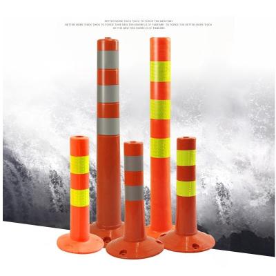 China High Visible 45cm High Warning Reduce Danger PU Road Equipments Crossing Sign Safety Reflective Pile Elastic Column Cone for sale