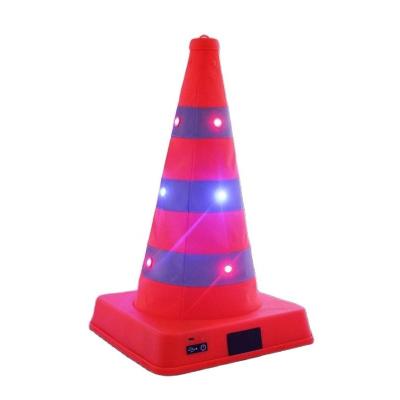 China High 45CM Dual LED Road Safety Rechargeable Traffic Cone Collapsible Traffic Cone Obvious Warning Roadblock Reflective Cone for sale