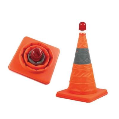 China 38cm/48cm/68cm High Elevated Visible Folding Reflective Telescopic Plastic Cone Warning Lights Traffic Equipments Flashing Signs for sale