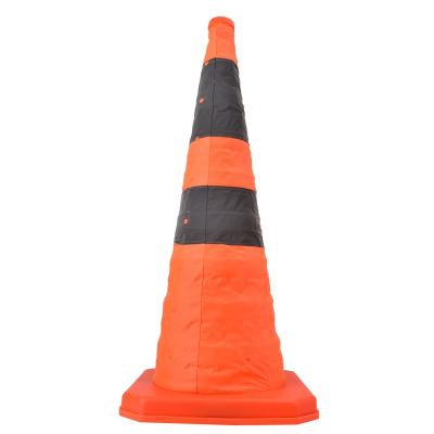 China High Visible High Quality 70cm Collapsible Road Traffic Road Cones With Reflective Mark SafetyRoad Cone for sale