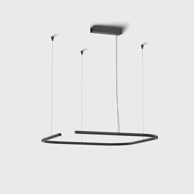 China Nordic Design Modern Home Aluminum Lamp Minimalist Pendant Light in Black Modern Square Suspension Lighting Fixture for Living Room Kitchen for sale